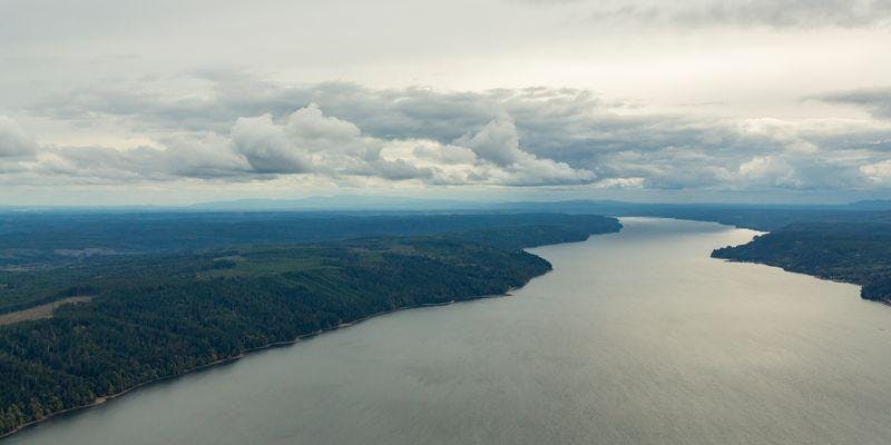 Cloudy view of Hood canal